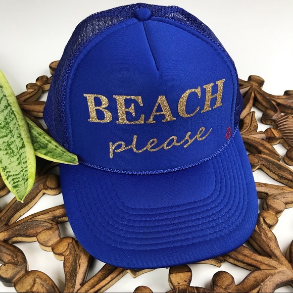 Accessories - ROYAL BLUE + GOLD BEACH PLEASE  Trucker Hat